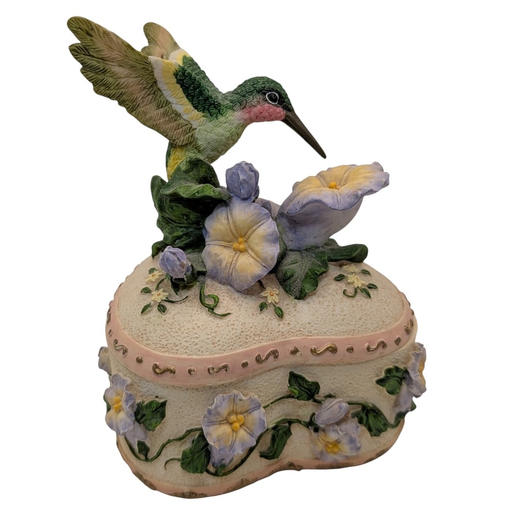 Heritage House Musical Trinket Heart Box Hummingbird Wind Beneath My Wing Works - Picture 4 of 10